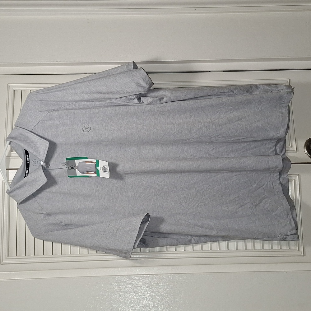 NWT- Hurley (XL) gray ultra soft short sleeve polo (three buttons )